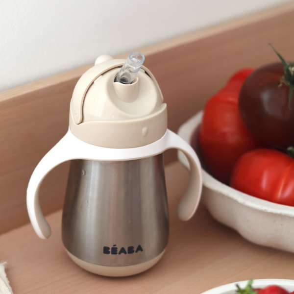 Tasse à paille bébé inox 250 ml terracotta Beaba