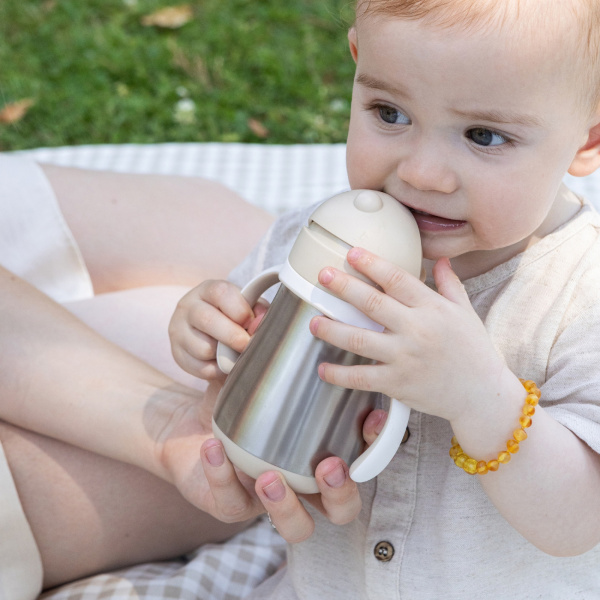 Tasse à paille bébé inox 250 ml terracotta Beaba