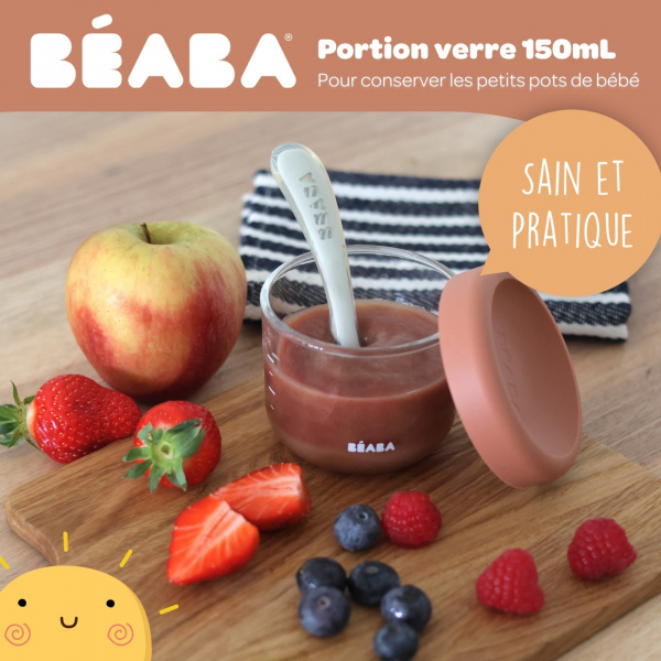 Pot de conservation portion verre 150 ml terracotta Beaba