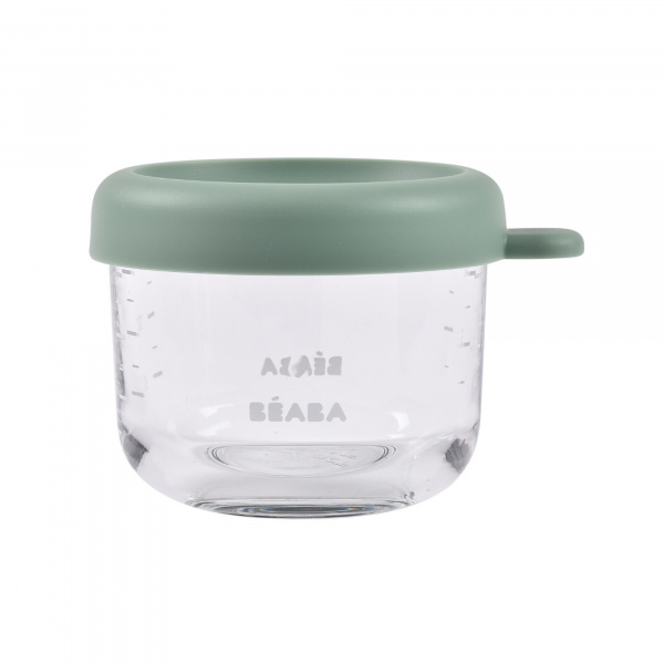Pot de conservation portion verre 150 ml vert sauge Beaba