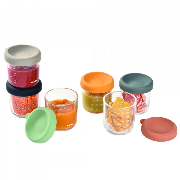 Coffret 6 portions 250ml verre sunrise color mix Beaba