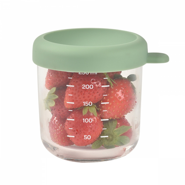 Pot de conservation portion verre 250 ml sage green Beaba