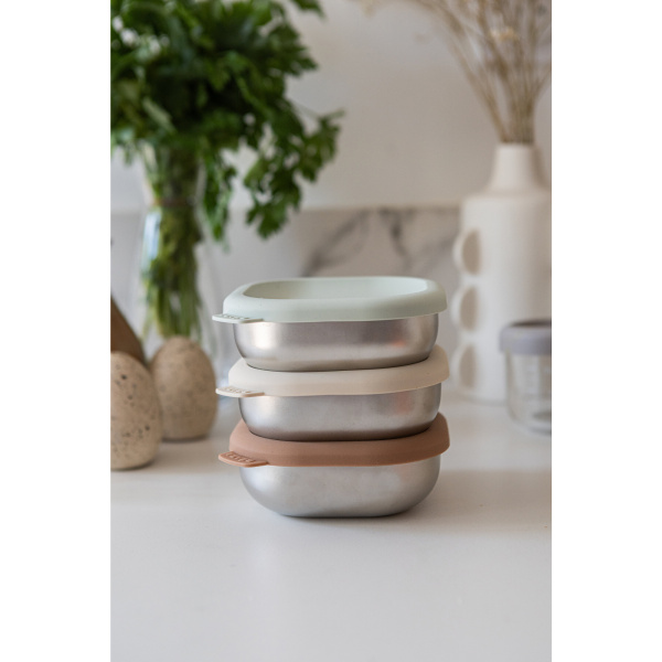 Lot de 3 boîtes repas bébé en inox 250 ml natural Beaba