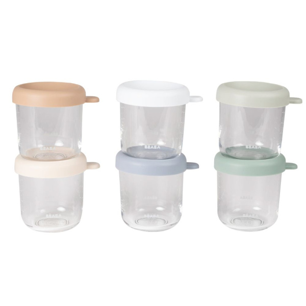 Lot de 6 pots de conservation bébé en verre 250 ml natural color mix Beaba