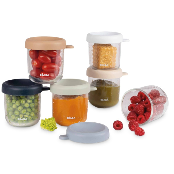 Lot de 6 pots de conservation bébé en verre 250 ml natural color mix Beaba
