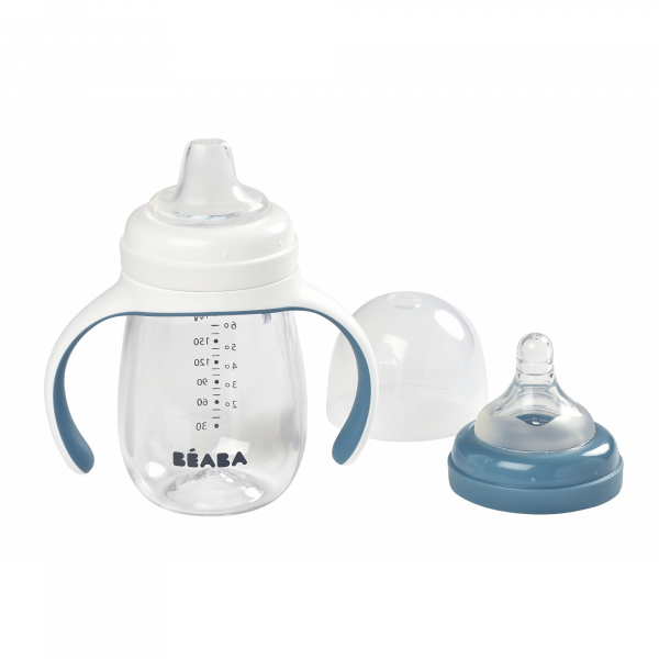 Biberon d’apprentissage bébé 2 en 1 210 ml bleu Beaba