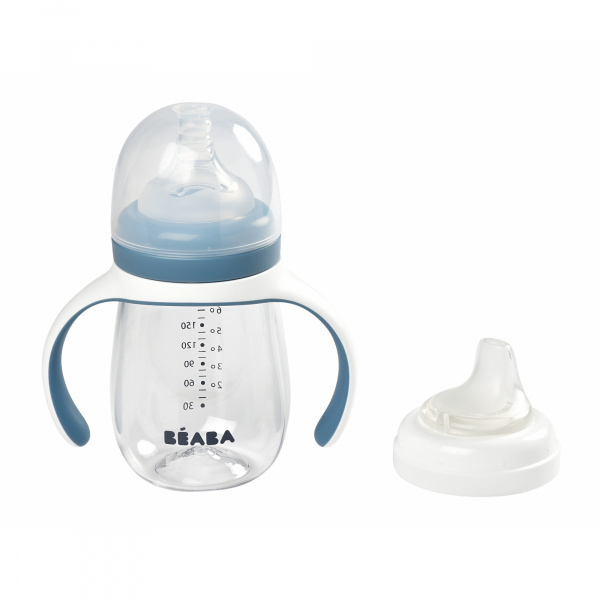 Biberon d’apprentissage bébé 2 en 1 210 ml bleu Beaba