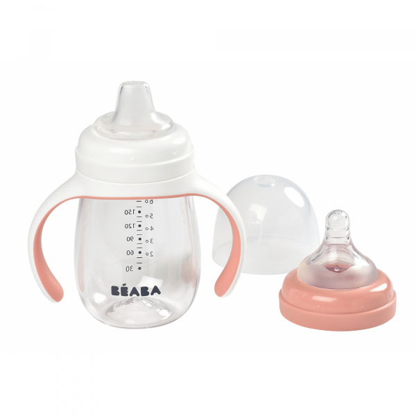 Biberon d’apprentissage bébé 2 en 1 210 ml vieux rose Beaba