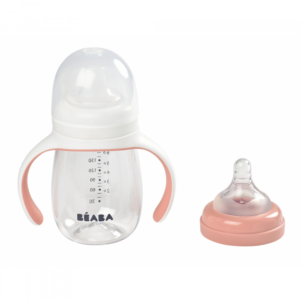 Biberon d’apprentissage bébé 2 en 1 210 ml vieux rose Beaba