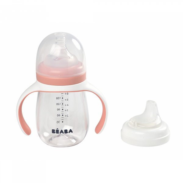 Biberon d’apprentissage bébé 2 en 1 210 ml vieux rose Beaba