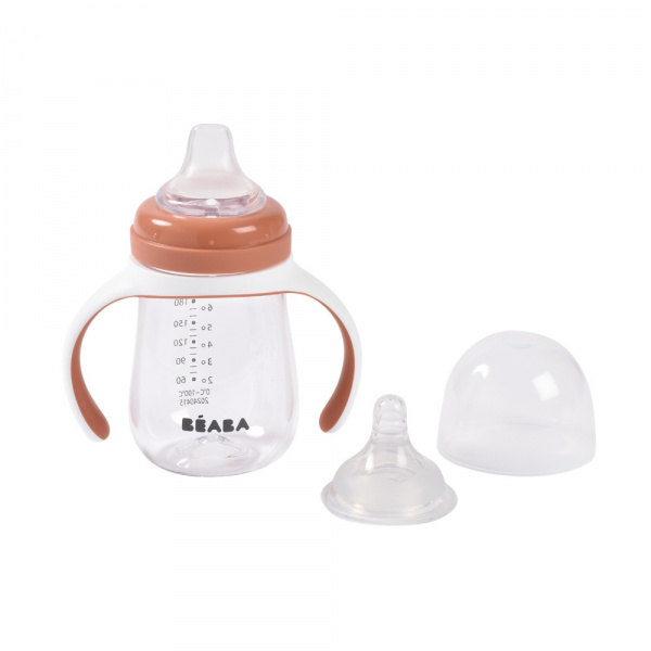 Biberon d’apprentissage bébé 2 en 1 210 ml terracotta Beaba