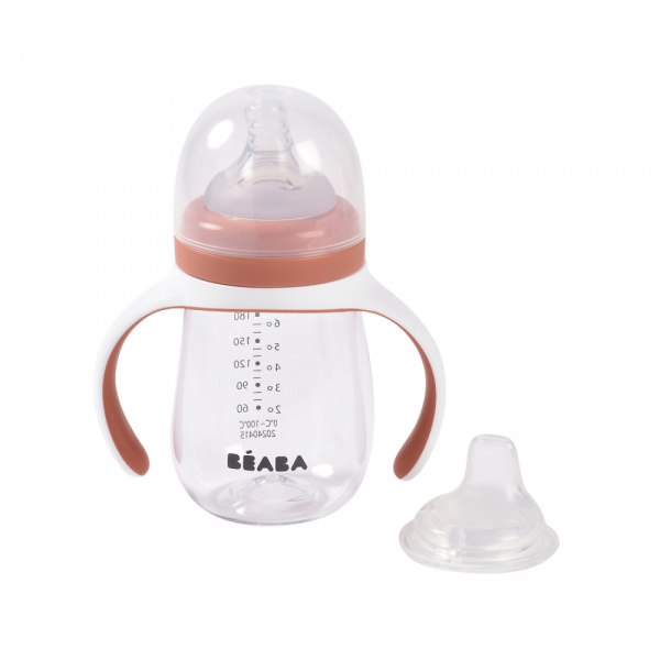 Biberon d’apprentissage bébé 2 en 1 210 ml terracotta Beaba