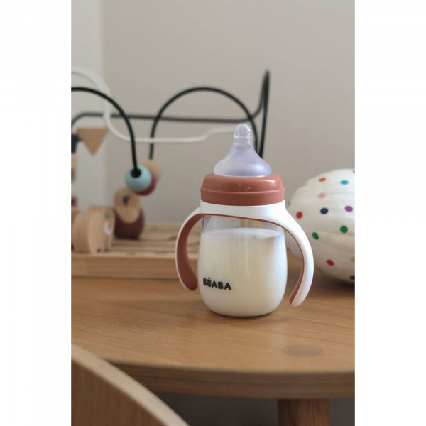 Biberon d’apprentissage bébé 2 en 1 210 ml terracotta Beaba