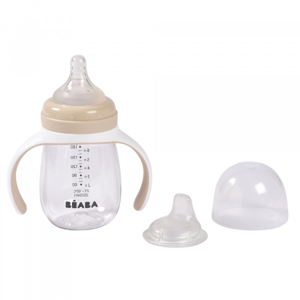 Biberon d’apprentissage bébé 2 en 1 210 ml argile Beaba