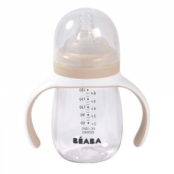 Biberon d’apprentissage bébé 2 en 1 210 ml argile Beaba
