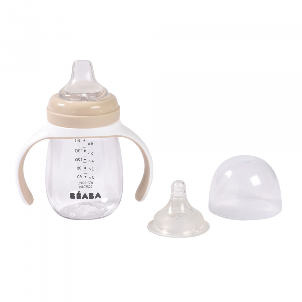 Biberon d’apprentissage bébé 2 en 1 210 ml argile Beaba
