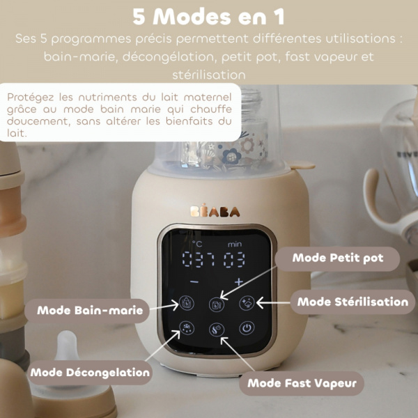 Chauffe biberon multifonction 5 en 1 multi milk argile Beaba