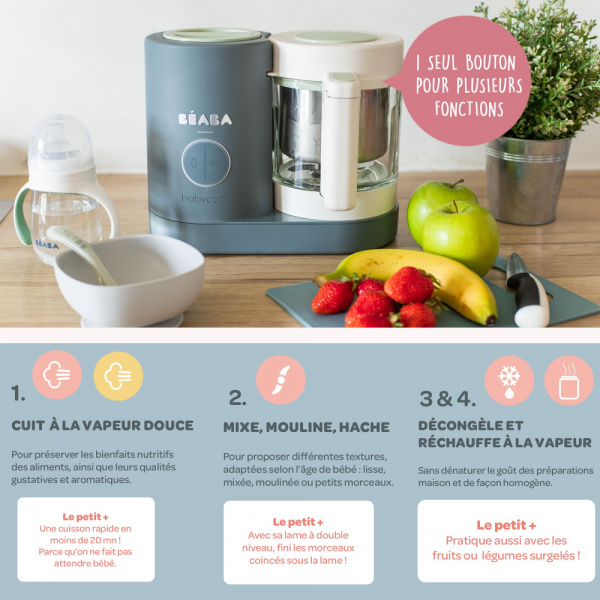 Robot cuiseur 6 en 1 babycook neo gris minéral Beaba