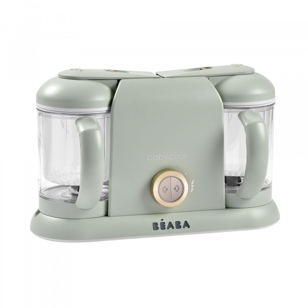 Pack robot cuiseur bébé babycook duo vert de gris + 4 portions verre 250 ml Beaba