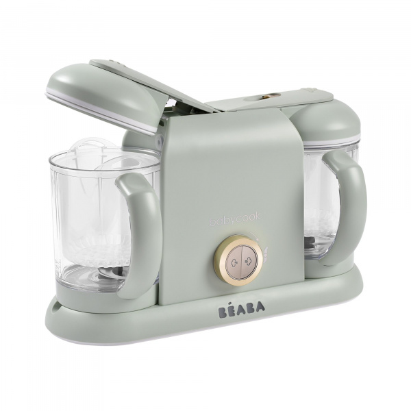 Pack robot cuiseur bébé babycook duo vert de gris + 4 portions verre 250 ml Beaba