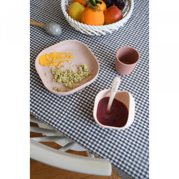 Coffret repas bébé en silicone 4 pièces barbe à papa Beaba