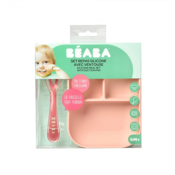 Coffret repas silicone compartimenté pink Beaba