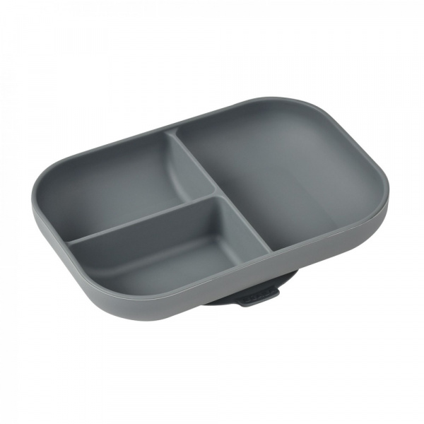 Assiette compartimentée bébé silicone gris minéral Beaba