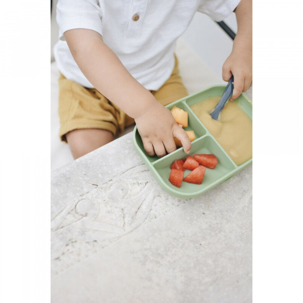 Assiette compartimentée bébé silicone sage green Beaba
