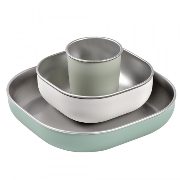 Coffret repas bébé inox vert sauge Beaba