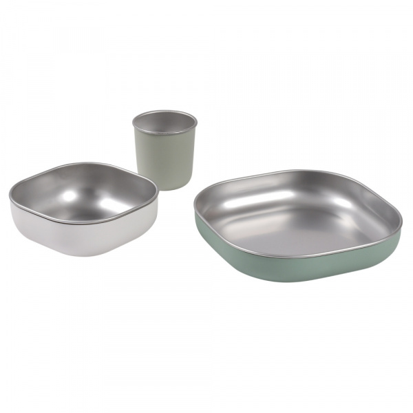 Coffret repas bébé inox vert sauge Beaba