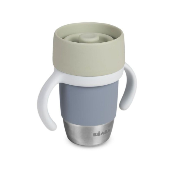 Tasse d’apprentissage 360° en inox click and drink 240 ml galet Beaba