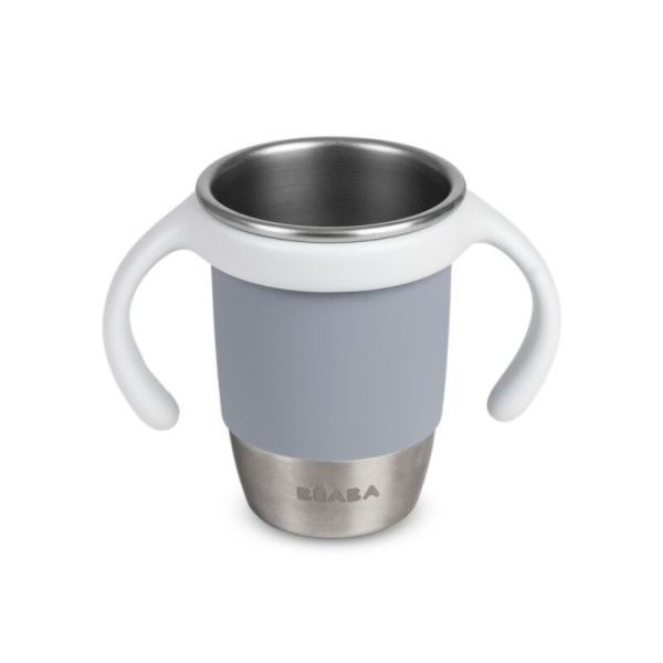 Tasse d’apprentissage 360° en inox click and drink 240 ml galet Beaba