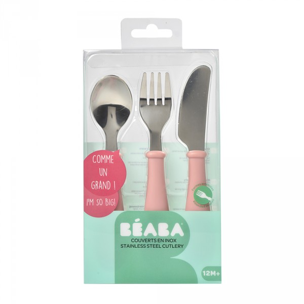 Set de 3 couverts inox old pink Beaba