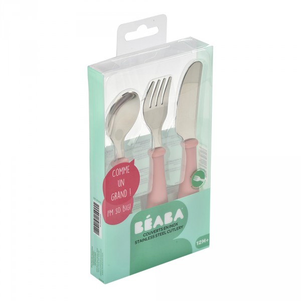 Set de 3 couverts inox old pink Beaba
