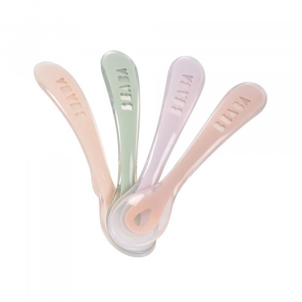 Lot de 4 cuillères 2ème âge silicone barbe à papa Beaba