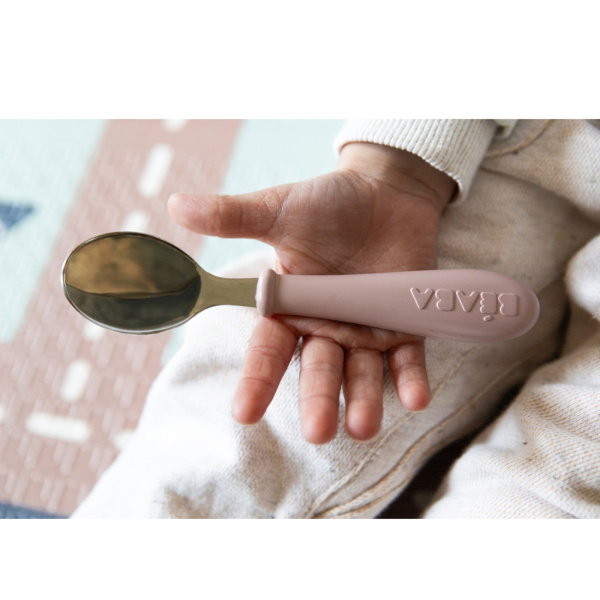 Set de 3 couverts bébé en inox barbe à papa Beaba