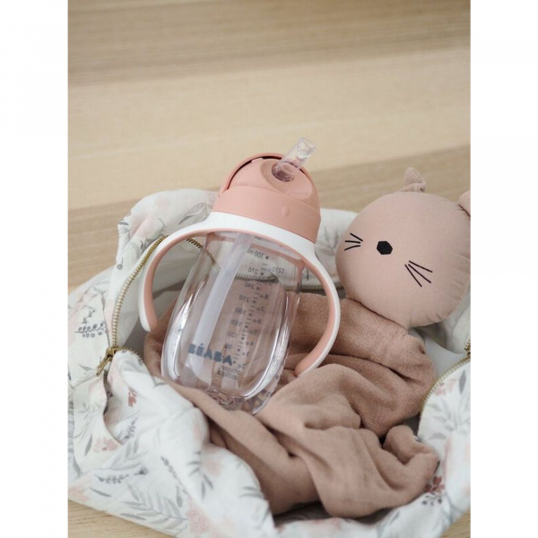 Tasse à paille bébé 300 ml vieux rose Beaba