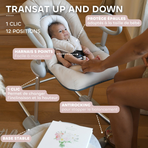 Transat bébé up & down v4 argile Beaba