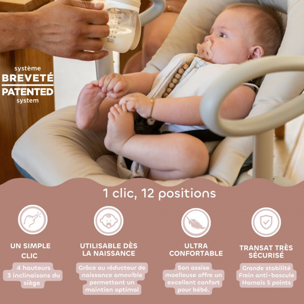 Transat bébé up & down v4 argile Beaba