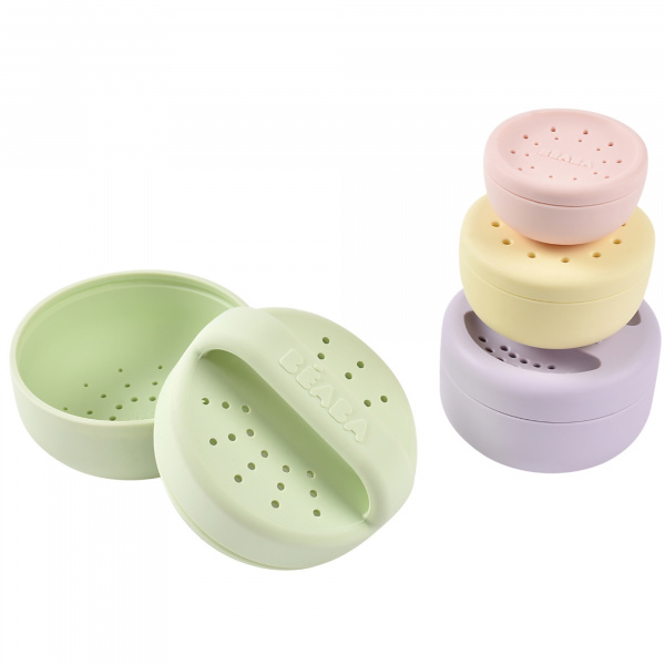 Jouets de bain bébé empilables gigognes en silicone multicouleurs Beaba