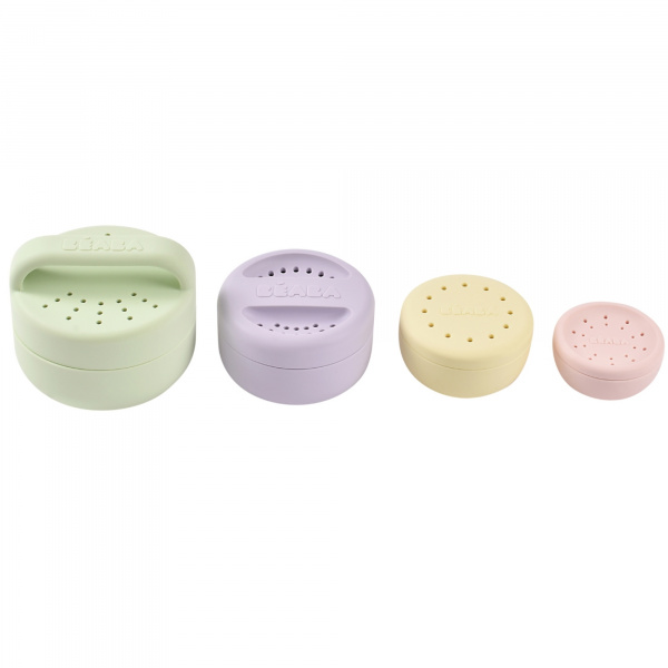 Jouets de bain bébé empilables gigognes en silicone multicouleurs Beaba