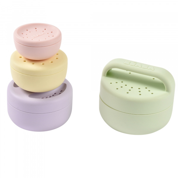 Jouets de bain bébé empilables gigognes en silicone multicouleurs Beaba
