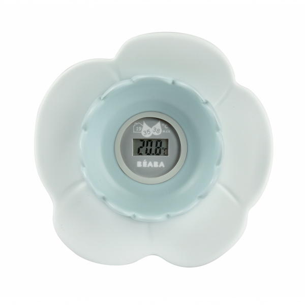 Sortie de bain avec gant 80x80 teddy + thermomètre de bain lotus green blue + trousse de toilette hygge grise Beaba