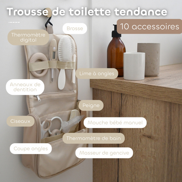 Trousse de toilette nomade 10 accessoires terre d'argile Beaba