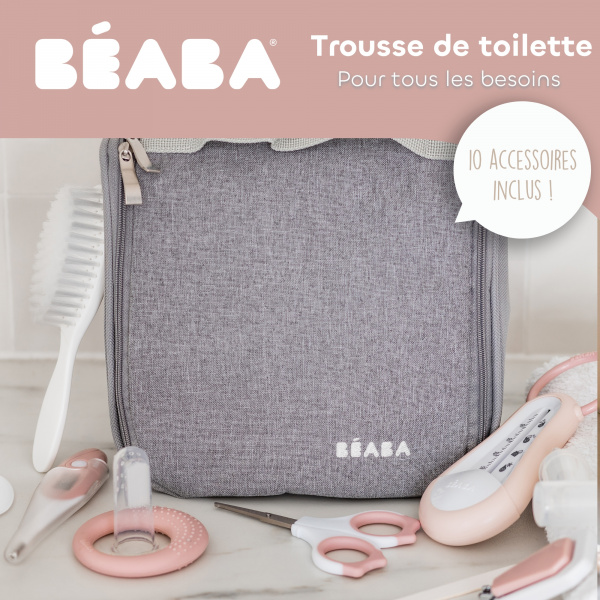 Trousse de toilette nomade 10 accessoires vieux rose Beaba
