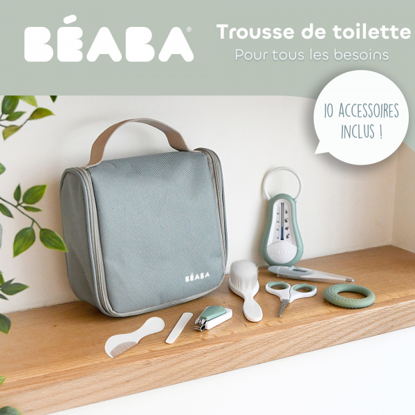 Trousse de toilette nomade 10 accessoires vert sauge Beaba