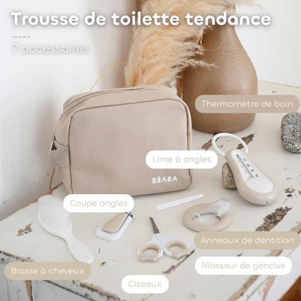 Trousse de toilette nomade 7 accessoires terre d'argile Beaba
