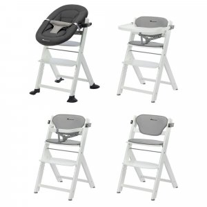 Chaise haute évolutive timba² blanc avec coussin gris Bebeconfort