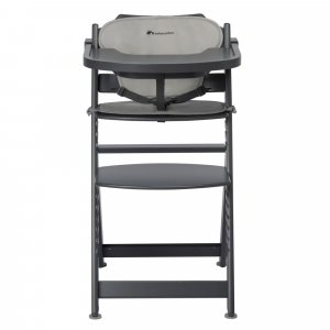 Chaise haute évolutive 2-en-1 timba black avec coussin gris + transat tinted graphite Bebeconfort