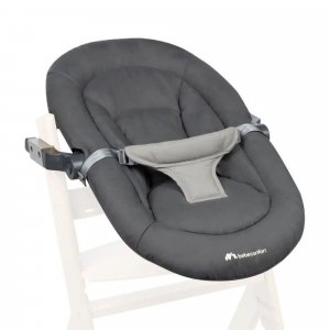 Chaise haute évolutive 2-en-1 timba black avec coussin gris + transat tinted graphite Bebeconfort